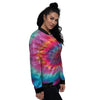 Tie Dye Pattern Print Women's Bomber Jacket-grizzshop