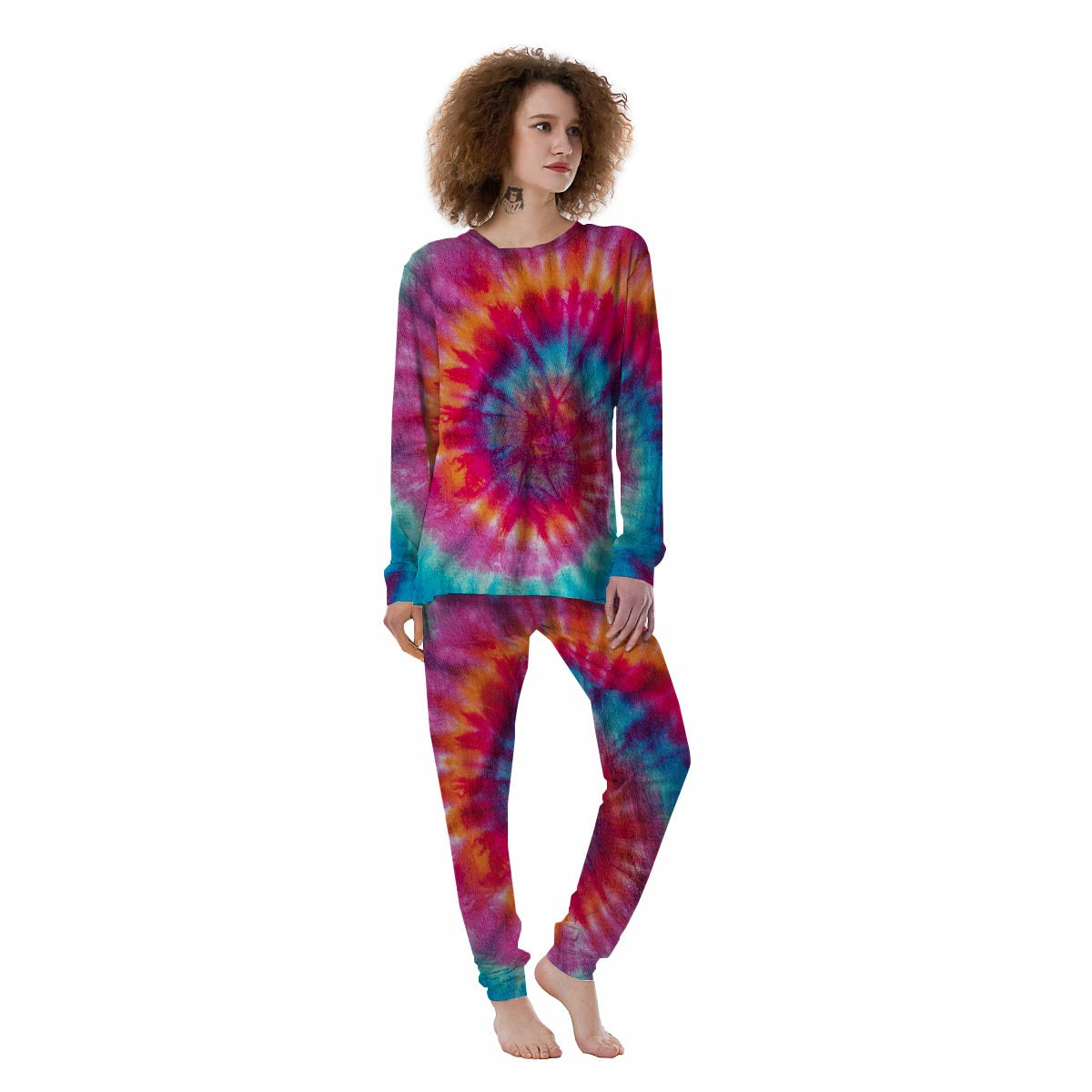 Tie Dye Pattern Print Women's Pajamas-grizzshop