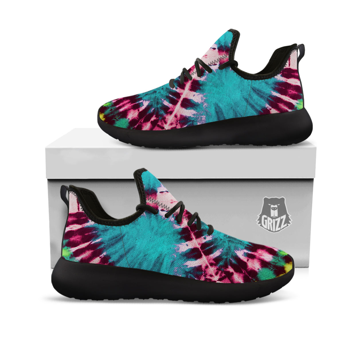 Tie Dye Peace Sign Print Black Athletic Shoes-grizzshop