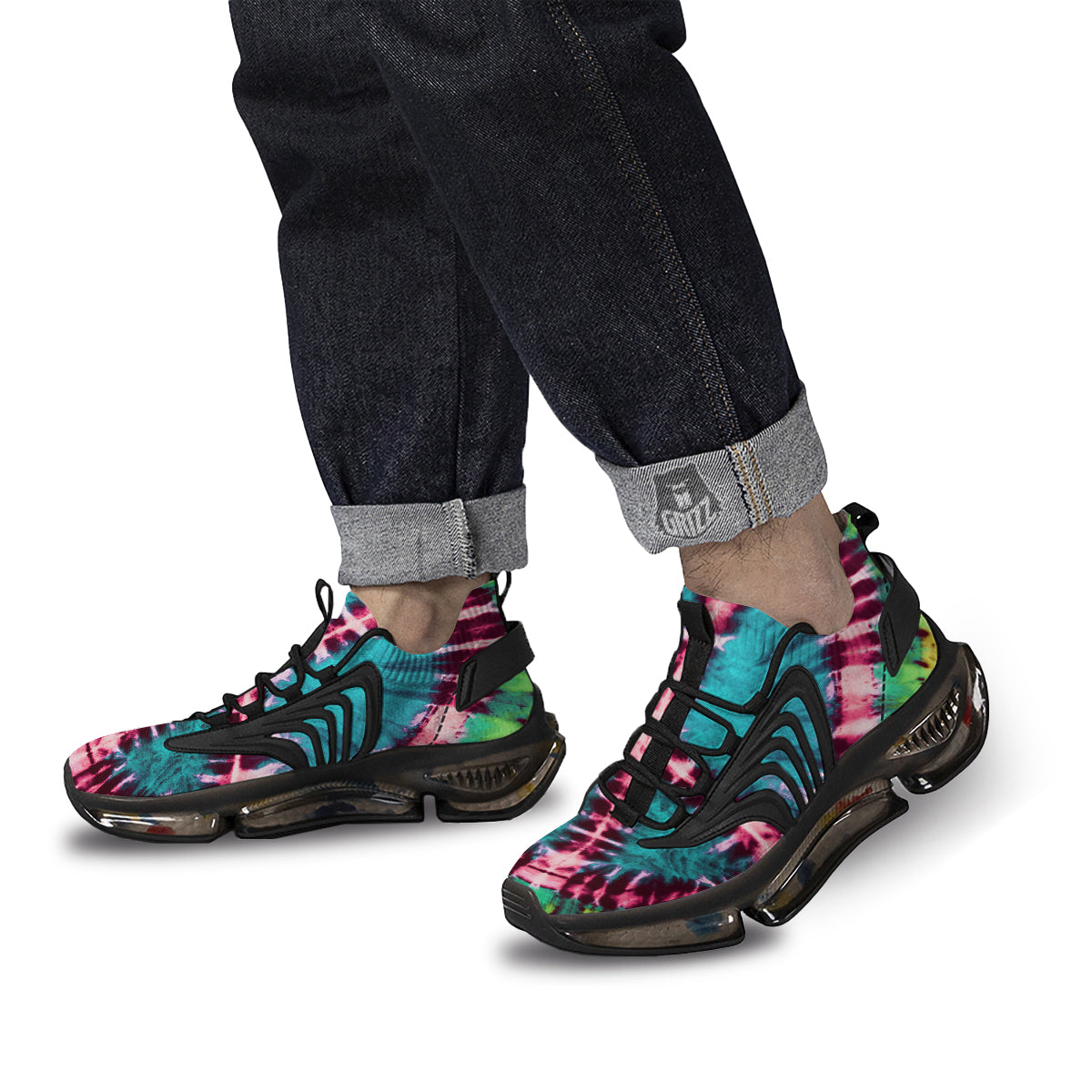 Tie Dye Peace Sign Print Black Gym Shoes-grizzshop