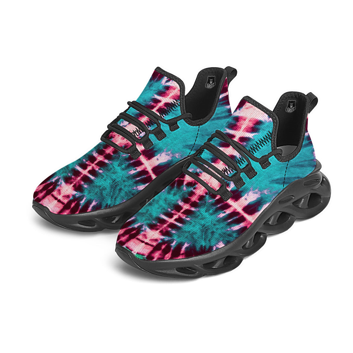 Tie Dye Peace Sign Print Black Running Shoes-grizzshop