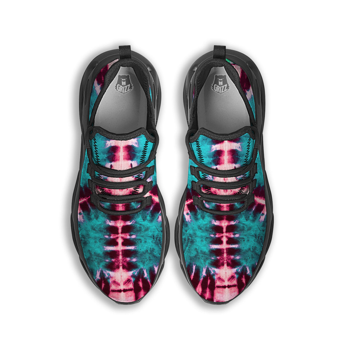 Tie Dye Peace Sign Print Black Running Shoes-grizzshop
