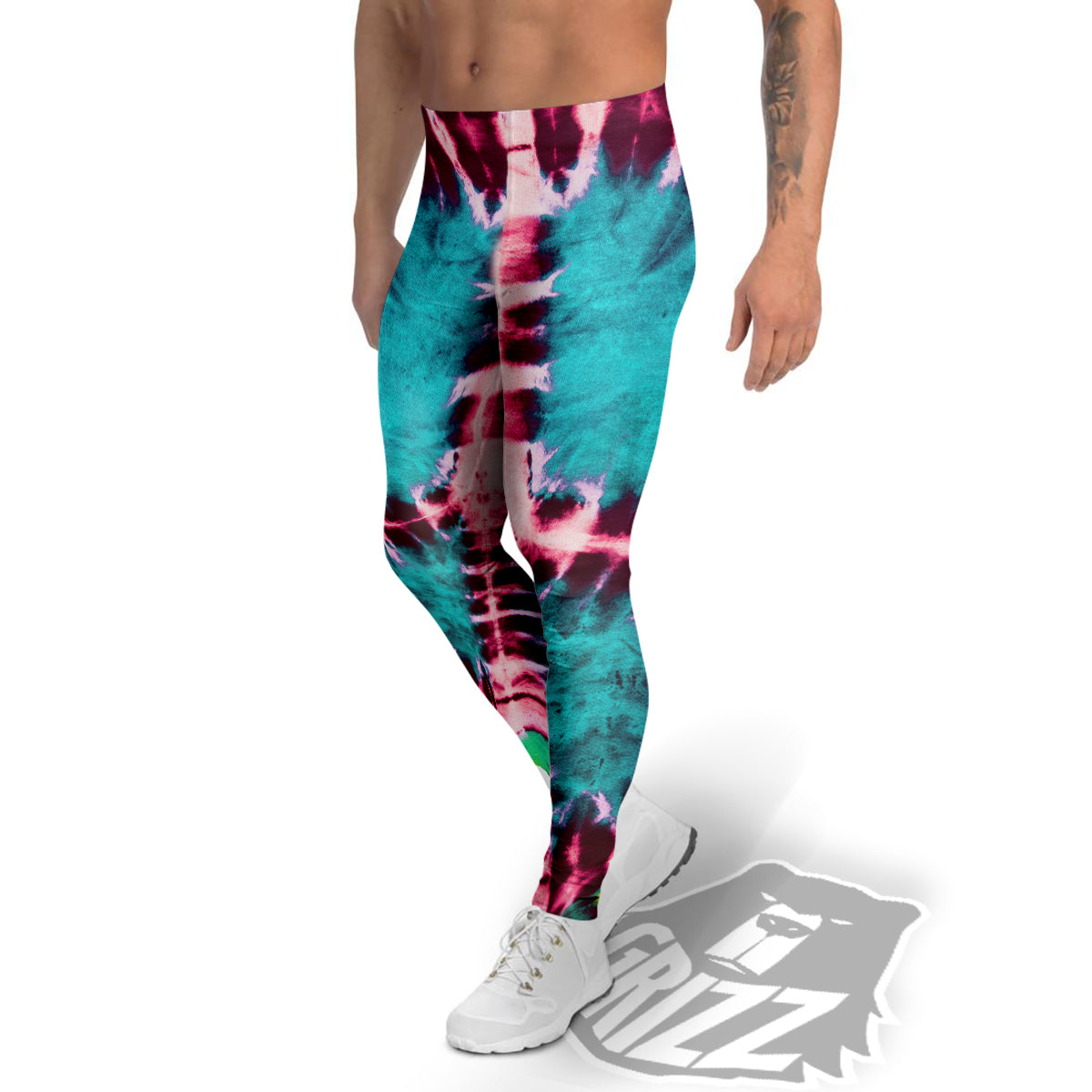 Tie Dye Peace Sign Print Men's Leggings-grizzshop