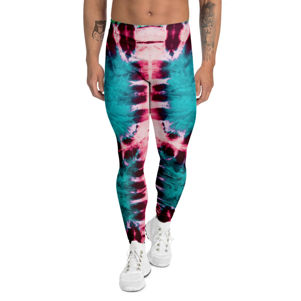 Tie Dye Peace Sign Print Men's Leggings-grizzshop