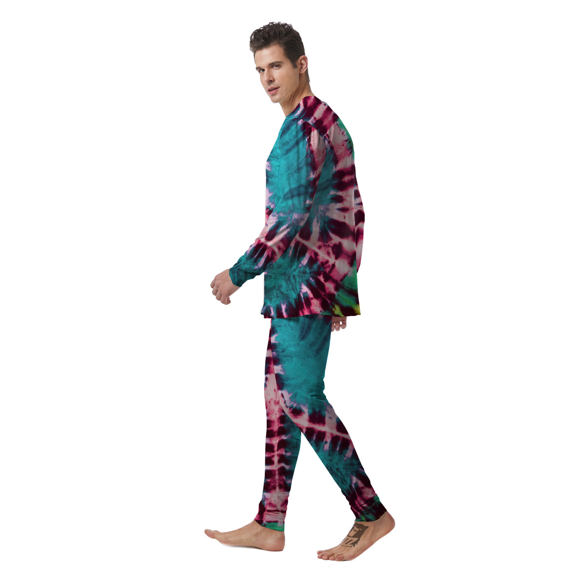 Tie Dye Peace Sign Print Men's Pajamas-grizzshop