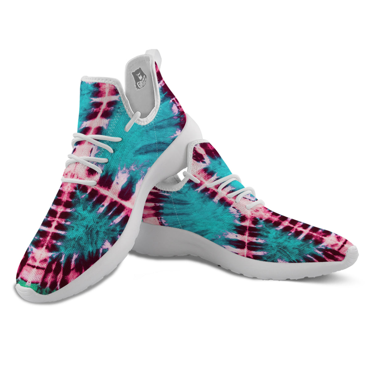 Tie Dye Peace Sign Print White Athletic Shoes-grizzshop