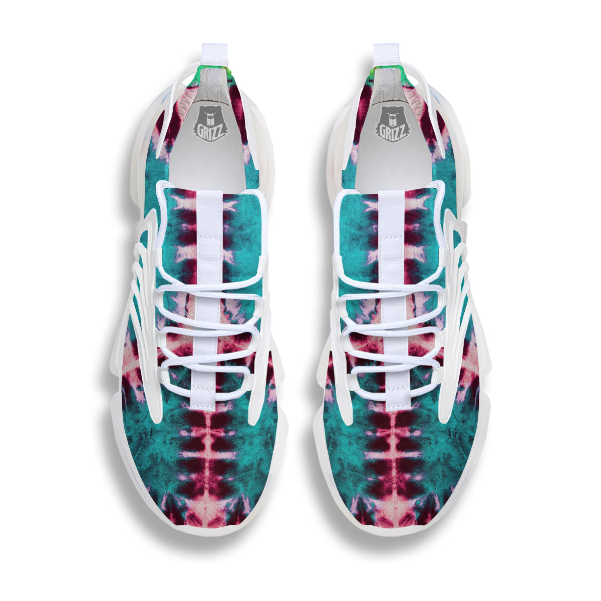 Tie Dye Peace Sign Print White Gym Shoes-grizzshop