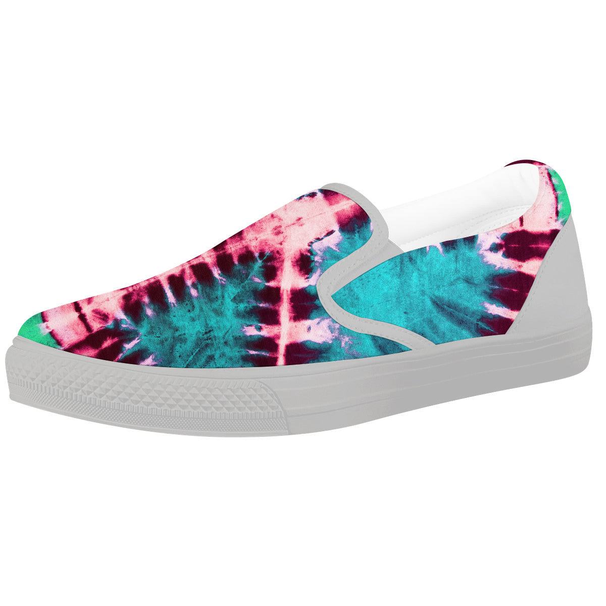 Tie Dye Peace Sign Print White Slip On Shoes-grizzshop