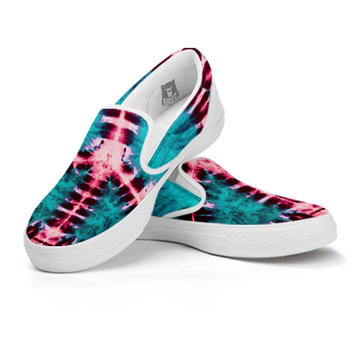 Tie Dye Peace Sign Print White Slip On Shoes-grizzshop