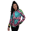 Tie Dye Peace Sign Print Women's Bomber Jacket-grizzshop