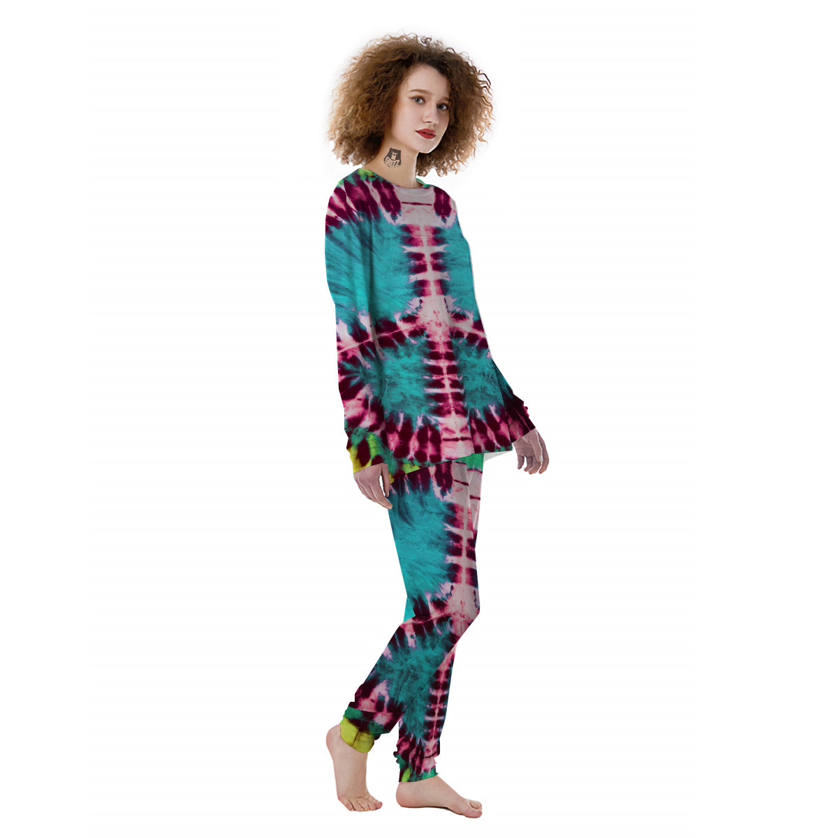 Tie Dye Peace Sign Print Women's Pajamas-grizzshop