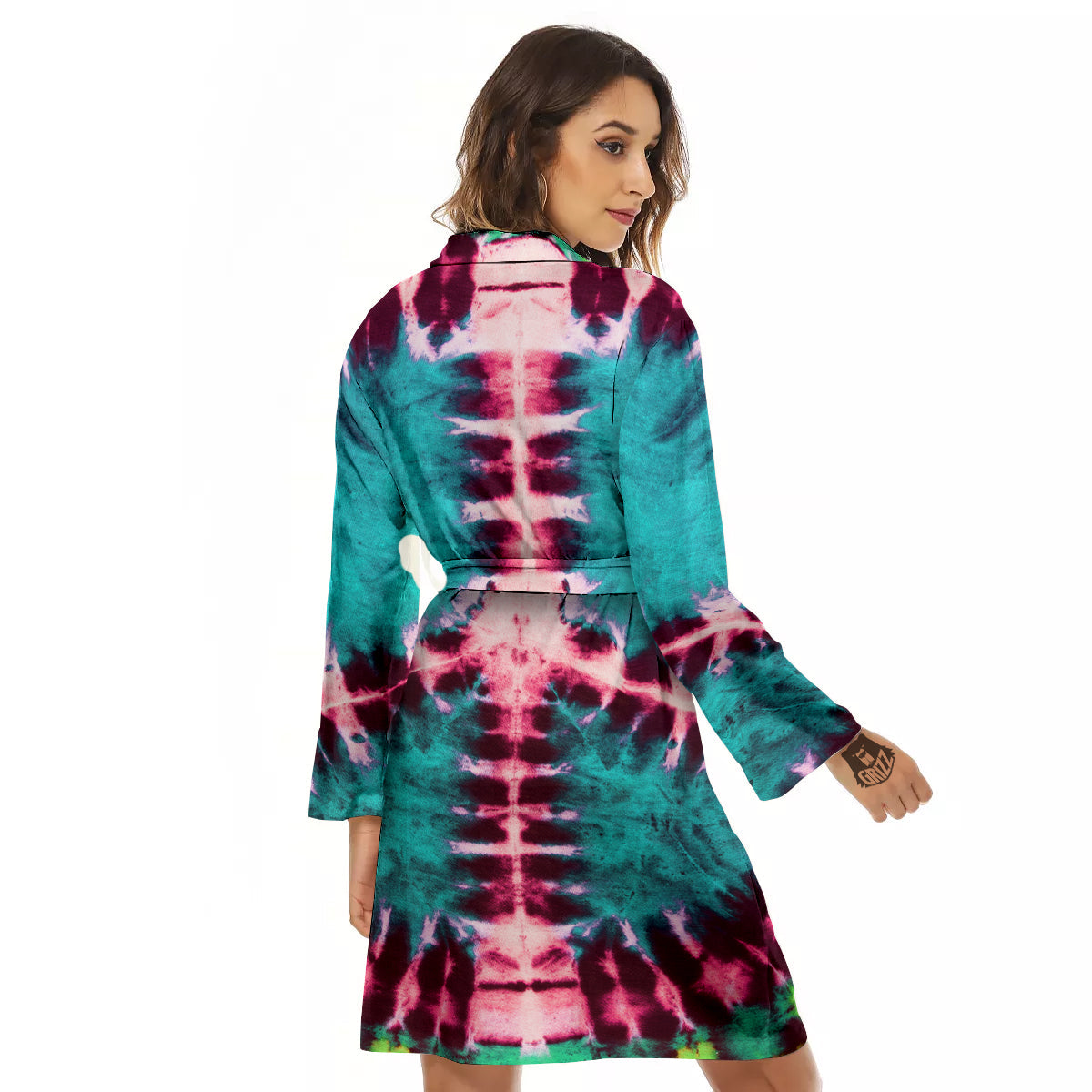 Tie Dye Peace Sign Print Women's Robe-grizzshop