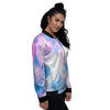 Tie Dye Pink And Teal Print Women's Bomber Jacket-grizzshop