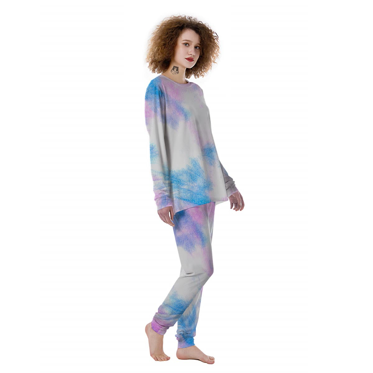 Tie Dye Pink And Teal Print Women's Pajamas-grizzshop