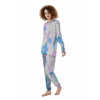 Tie Dye Pink And Teal Print Women's Pajamas-grizzshop