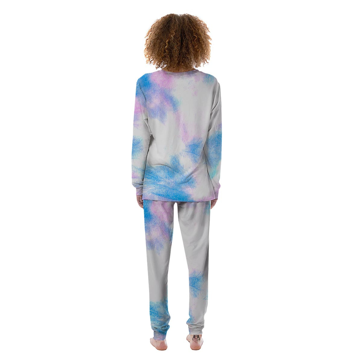 Tie Dye Pink And Teal Print Women's Pajamas-grizzshop