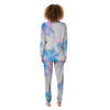 Tie Dye Pink And Teal Print Women's Pajamas-grizzshop