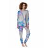 Tie Dye Pink And Teal Print Women's Pajamas-grizzshop