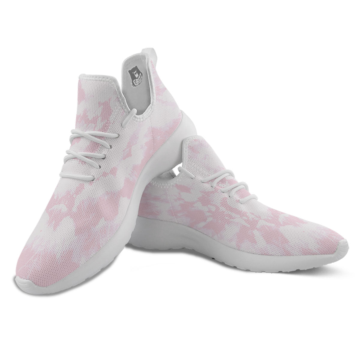 Tie Dye Pink Print White Athletic Shoes-grizzshop