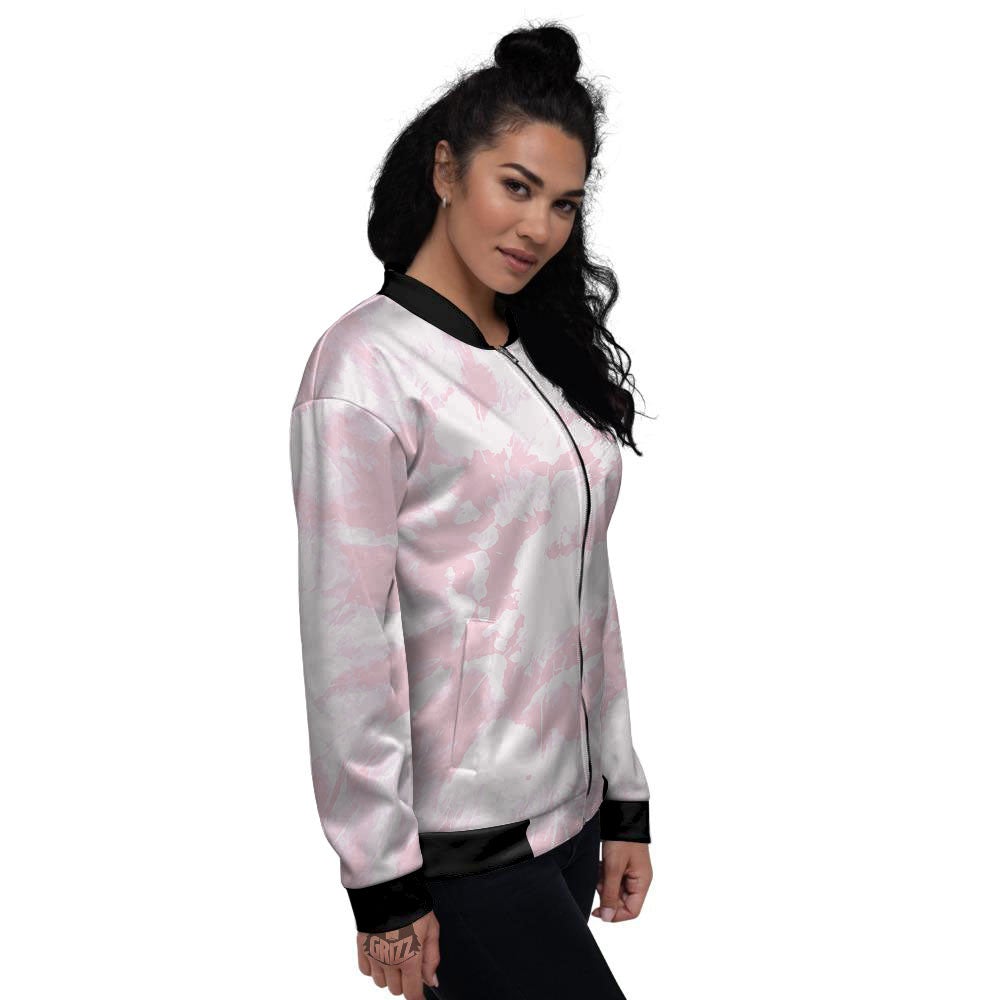 Tie Dye Pink Print Women's Bomber Jacket-grizzshop