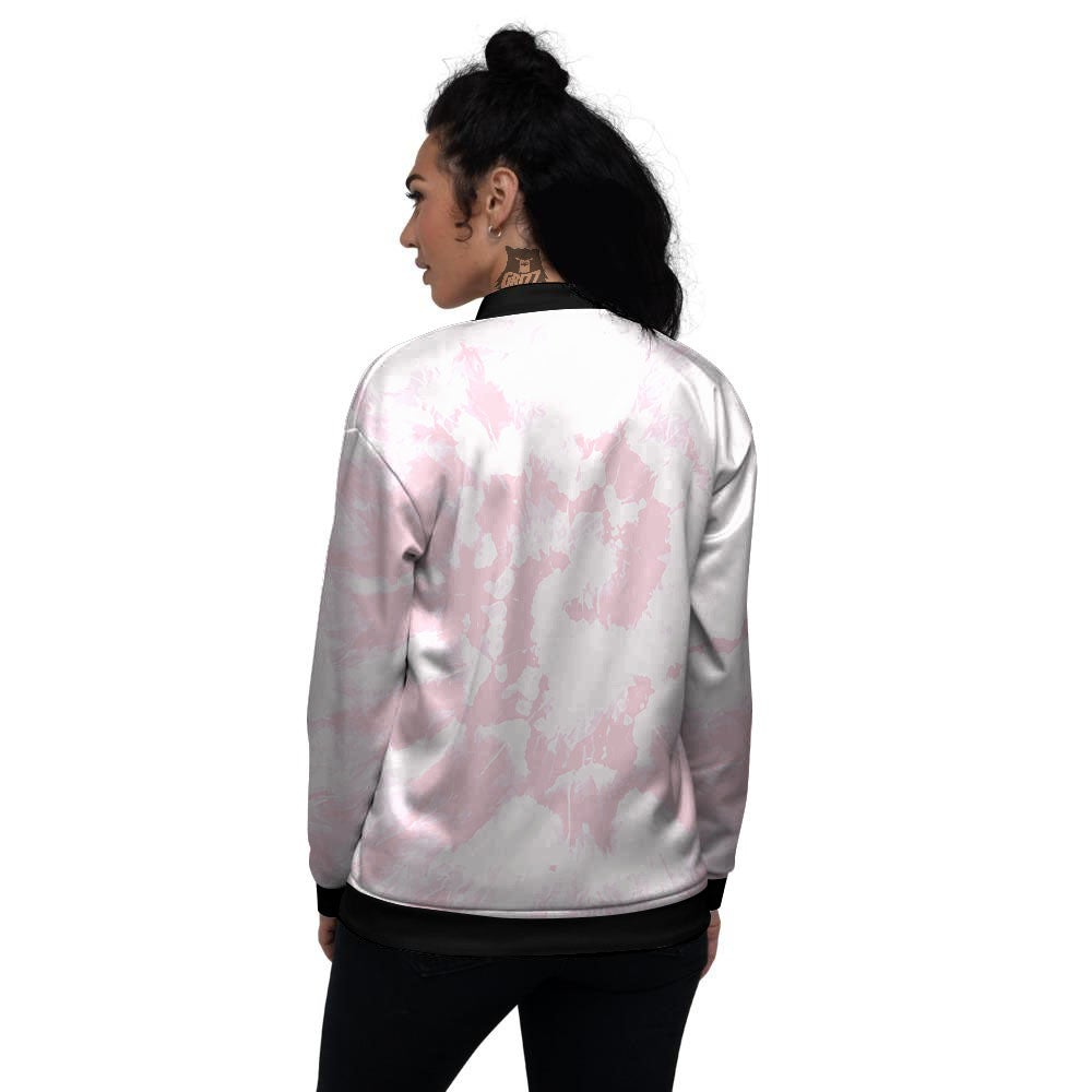 Tie Dye Pink Print Women's Bomber Jacket-grizzshop