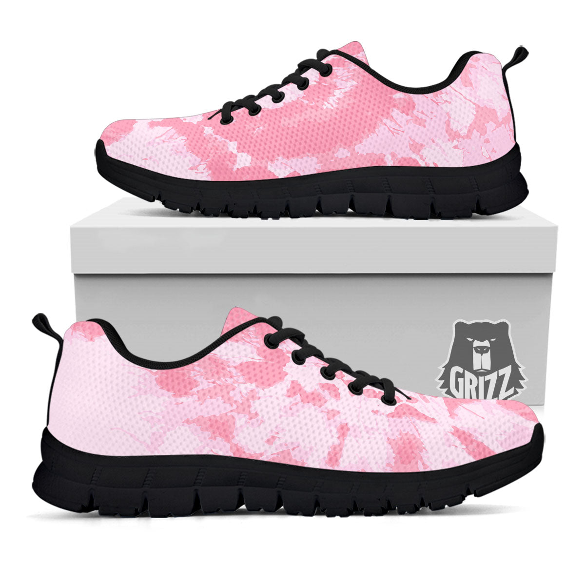 Tie Dye Pink Shibori Print Black Sneaker-grizzshop