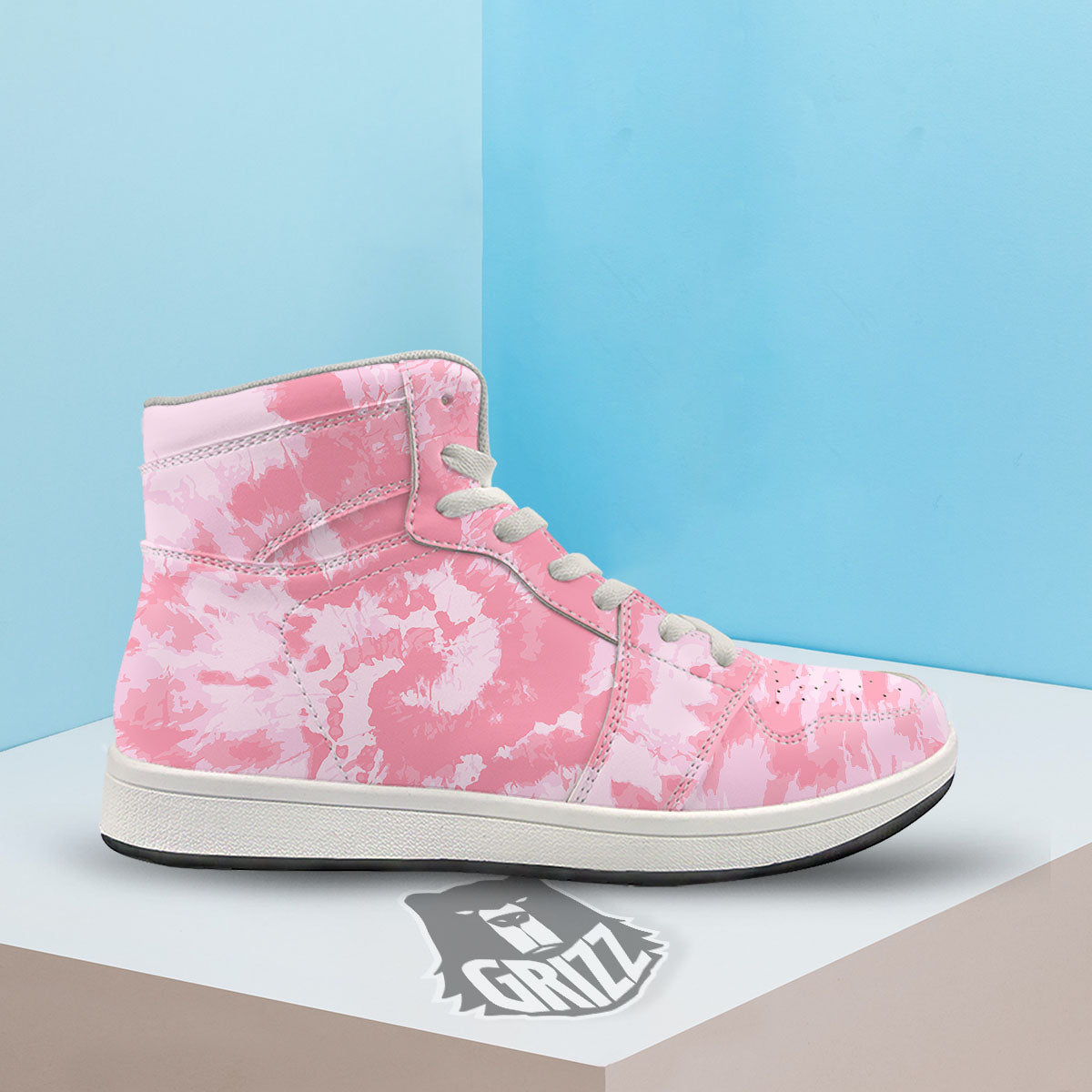 Tie Dye Pink Shibori Print High Top Sneakers-grizzshop