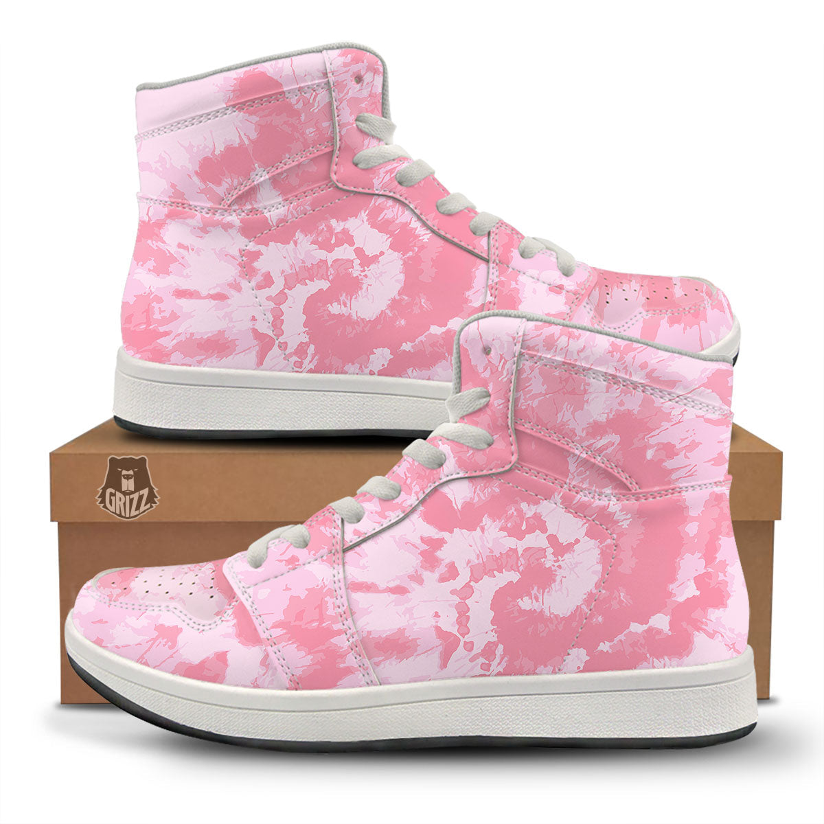 Tie Dye Pink Shibori Print High Top Sneakers-grizzshop