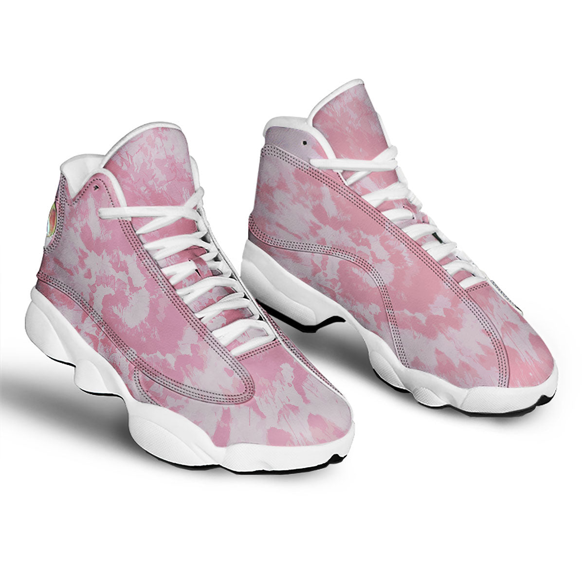 Tie Dye Pink Shibori Print White Basketball Shoes-grizzshop