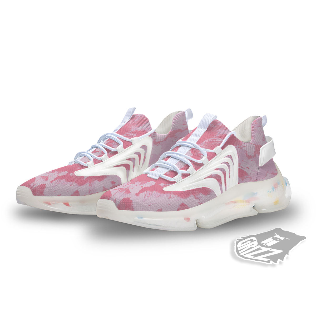 Tie Dye Pink Shibori Print White Gym Shoes-grizzshop