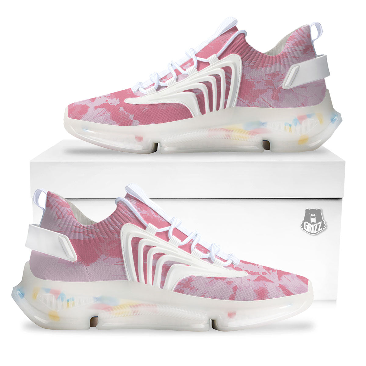 Tie Dye Pink Shibori Print White Gym Shoes-grizzshop