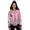 Tie Dye Pink Shibori Print Women's Bomber Jacket-grizzshop