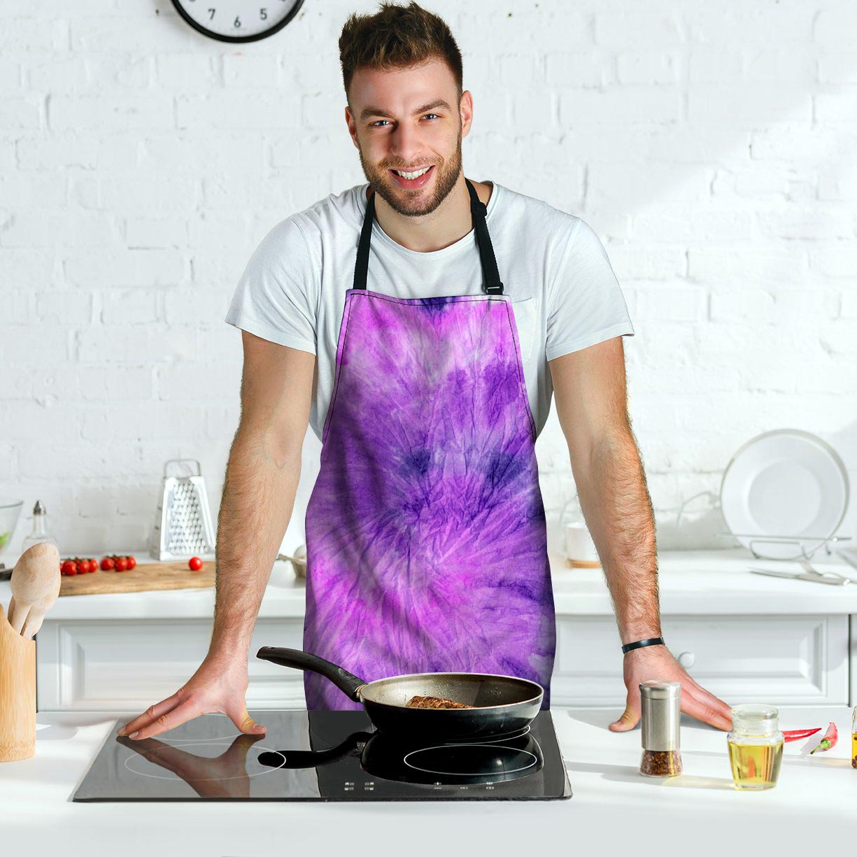 Tie Dye Purple Men's Apron-grizzshop