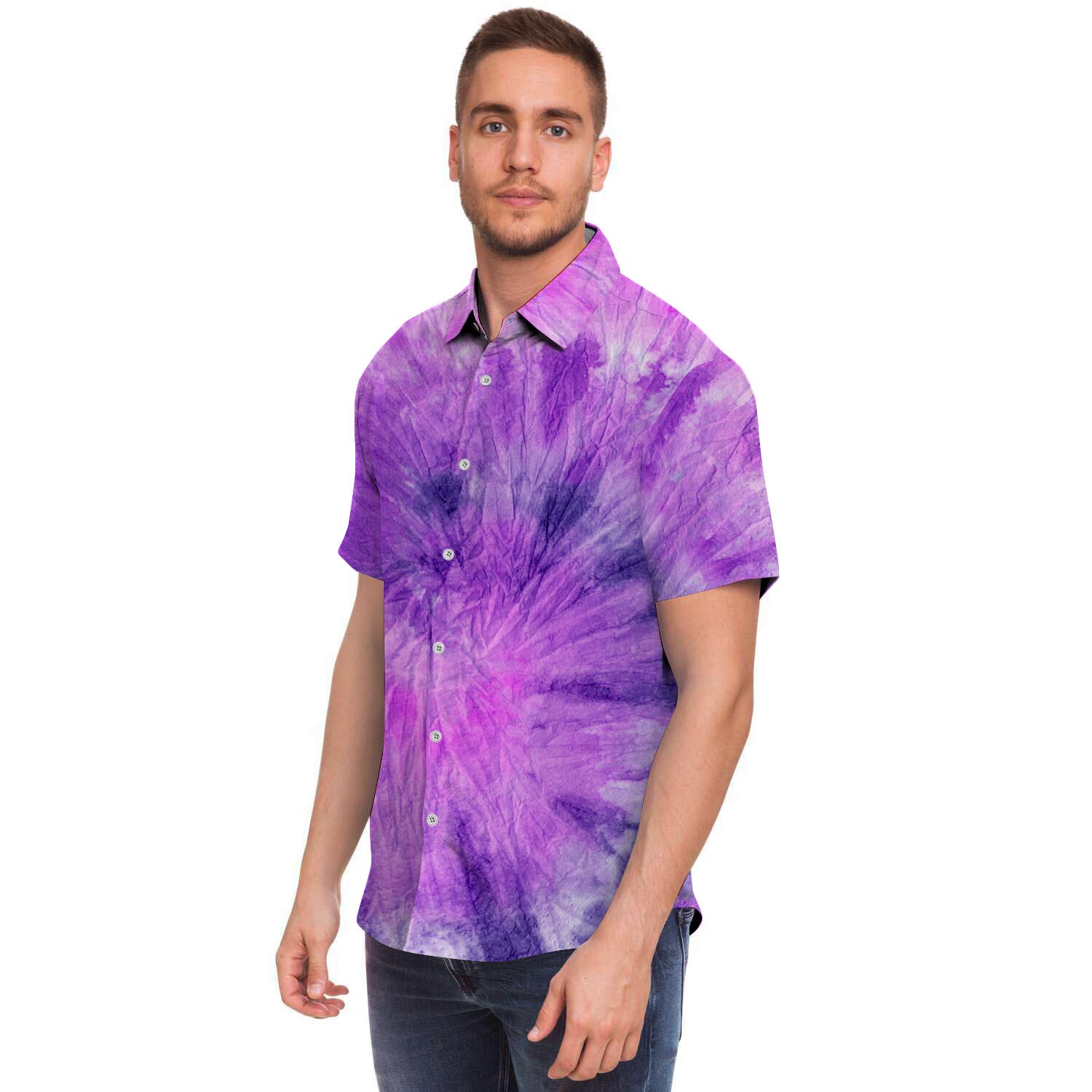 Tie Dye Purple Men's Short Sleeve Shirt-grizzshop
