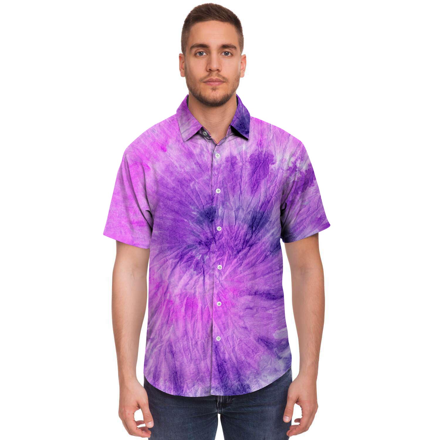 Tie Dye Purple Men's Short Sleeve Shirt-grizzshop
