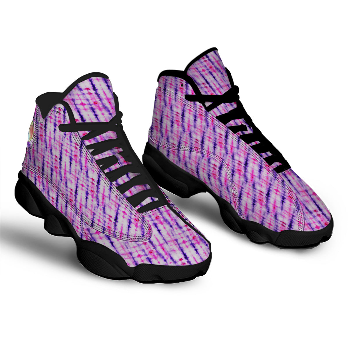 Tie Dye Purple Pink Print Pattern Black Basketball Shoes-grizzshop