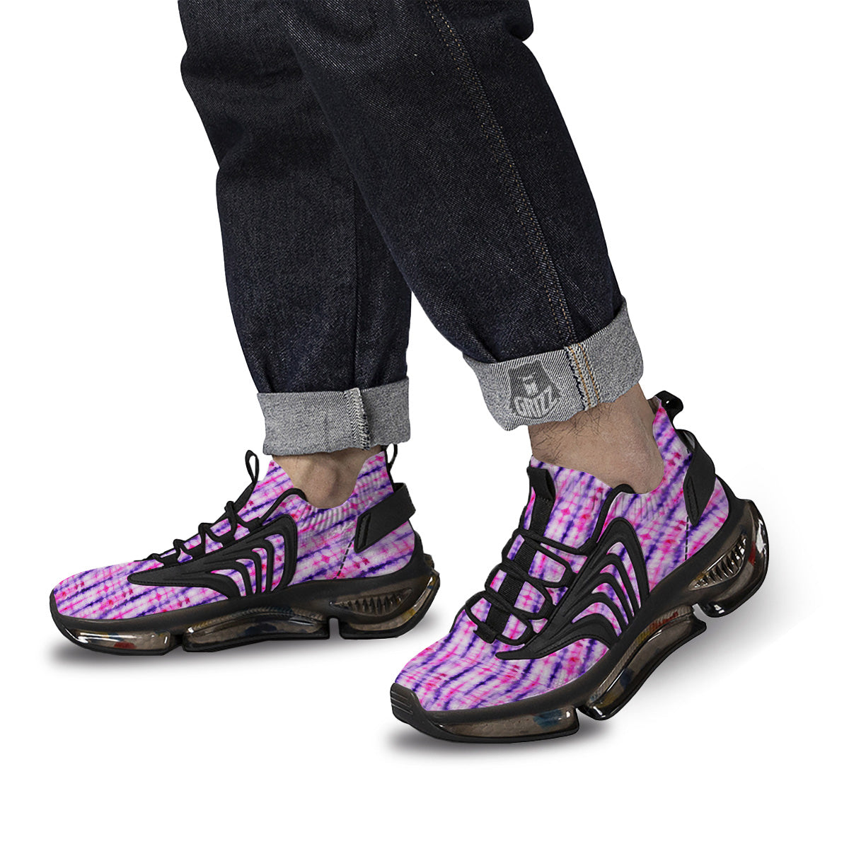 Tie Dye Purple Pink Print Pattern Black Gym Shoes-grizzshop