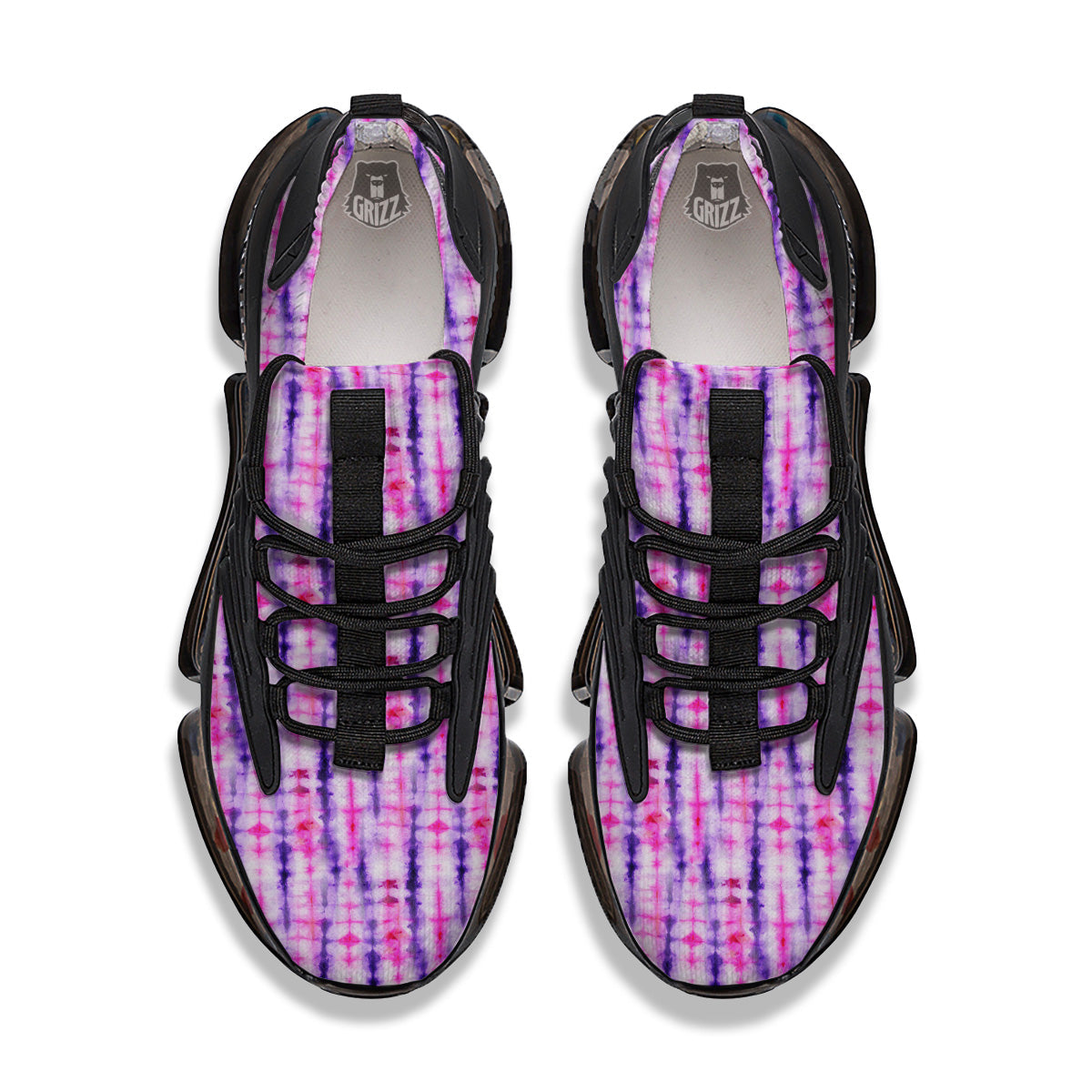 Tie Dye Purple Pink Print Pattern Black Gym Shoes-grizzshop