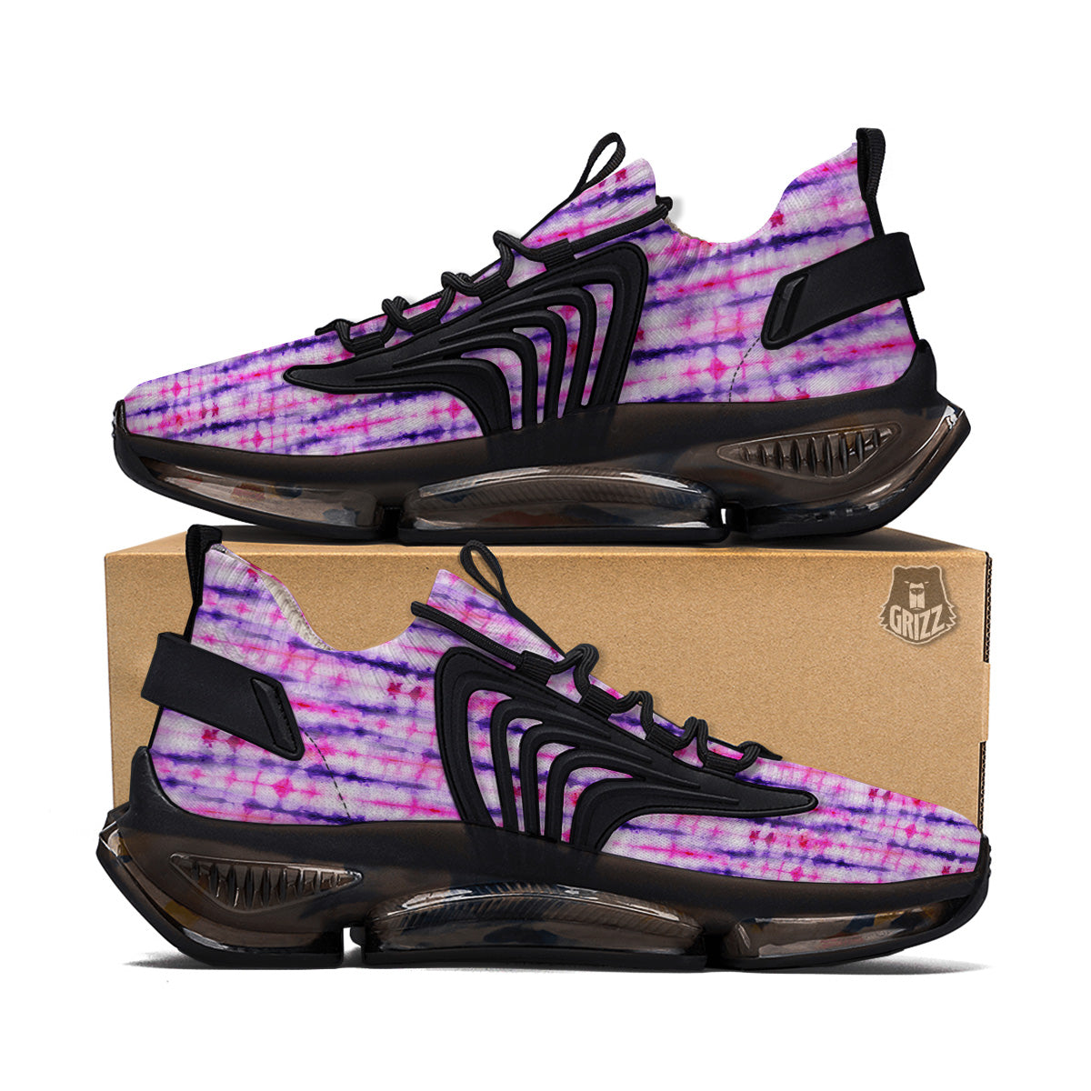 Tie Dye Purple Pink Print Pattern Black Gym Shoes-grizzshop