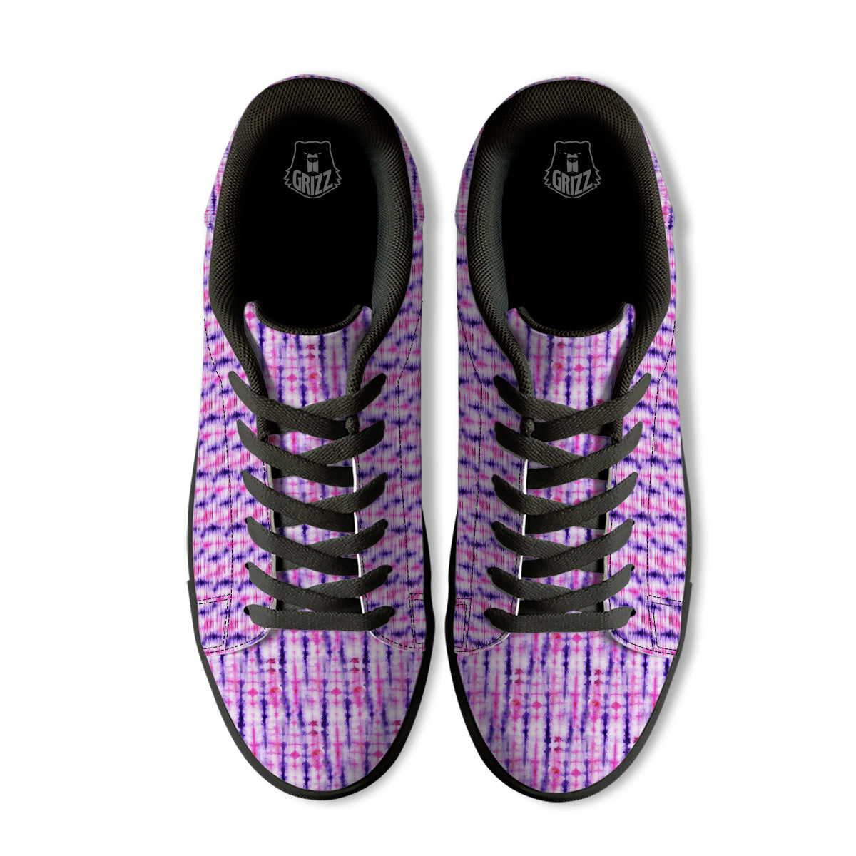 Tie Dye Purple Pink Print Pattern Black Low Top Sneakers-grizzshop