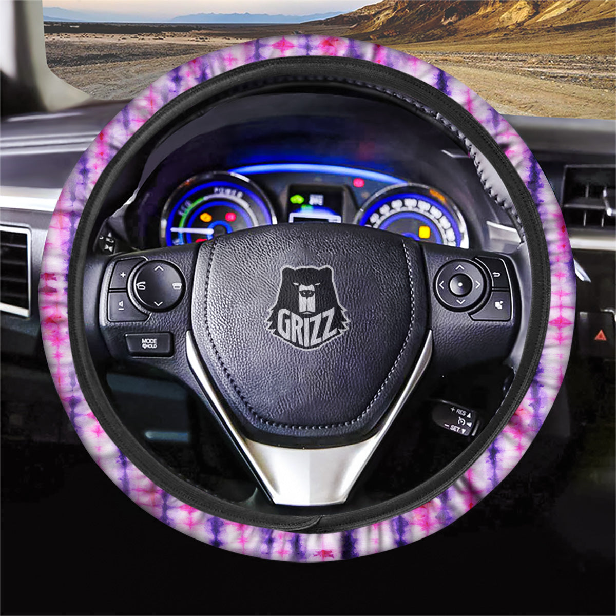 Tie Dye Purple Pink Print Pattern Car Steering Wheel Cover-grizzshop