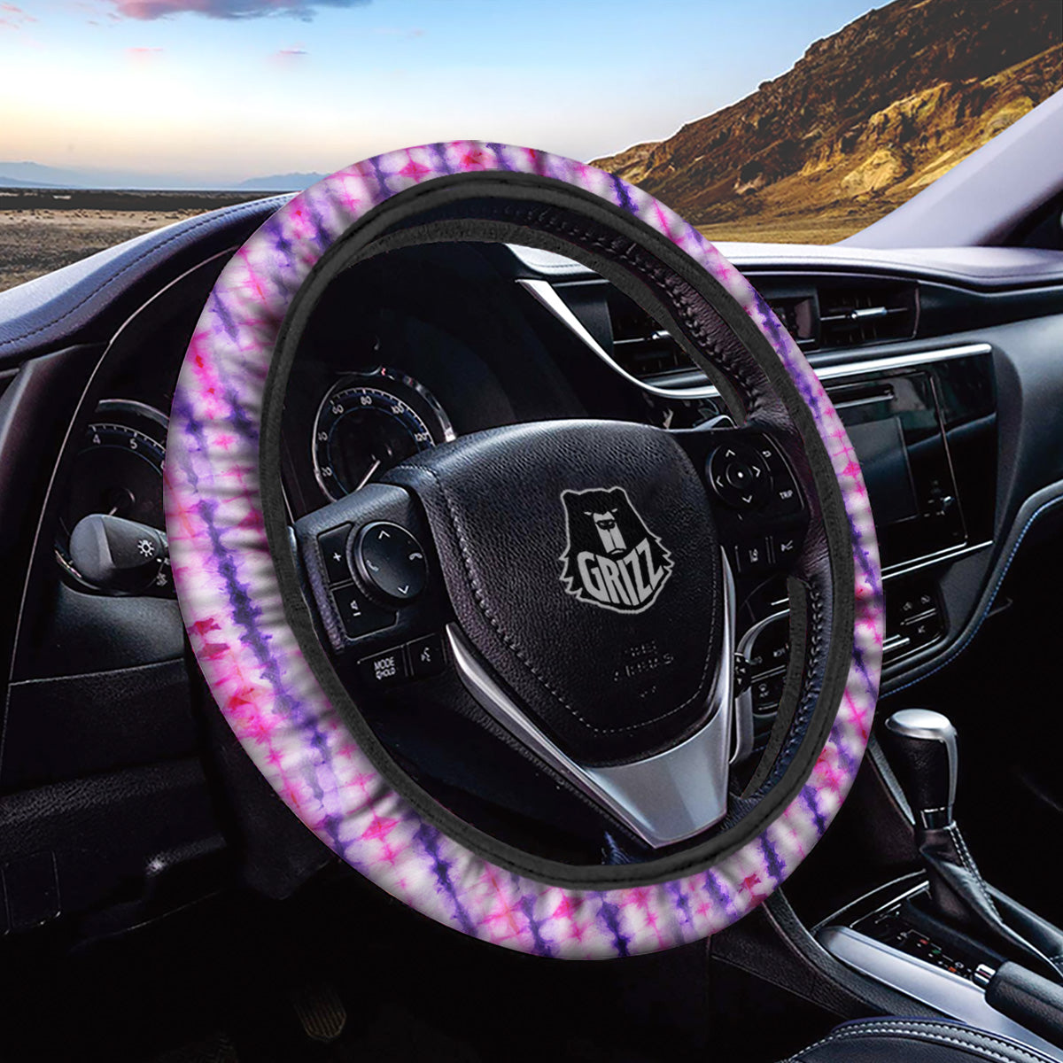 Tie Dye Purple Pink Print Pattern Car Steering Wheel Cover-grizzshop