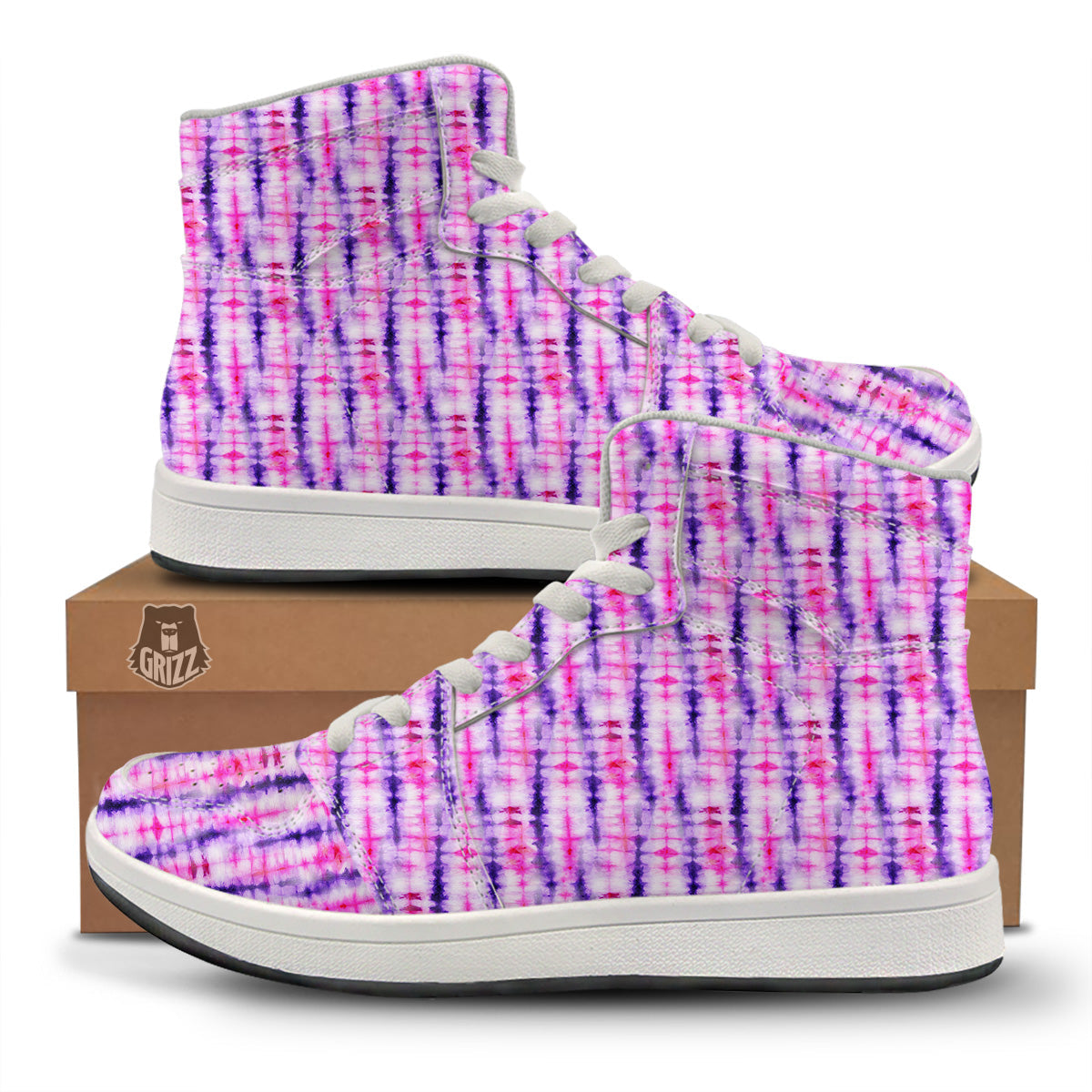 Tie Dye Purple Pink Print Pattern High Top Sneakers-grizzshop