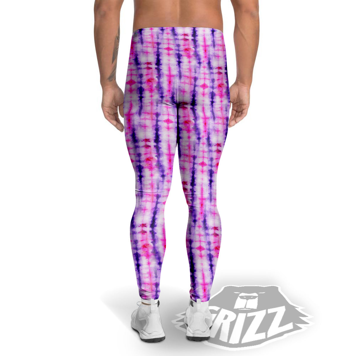 Tie Dye Purple Pink Print Pattern Men's Leggings-grizzshop