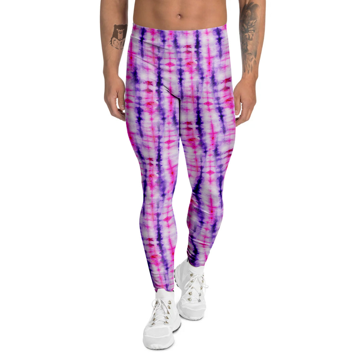 Tie Dye Purple Pink Print Pattern Men's Leggings-grizzshop