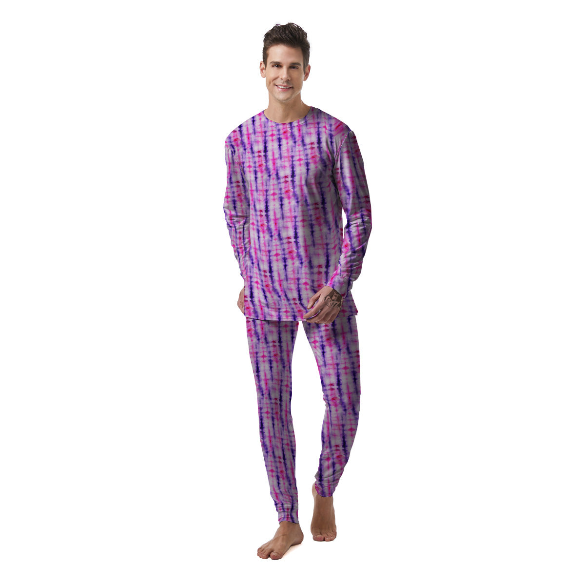 Tie Dye Purple Pink Print Pattern Men's Pajamas-grizzshop