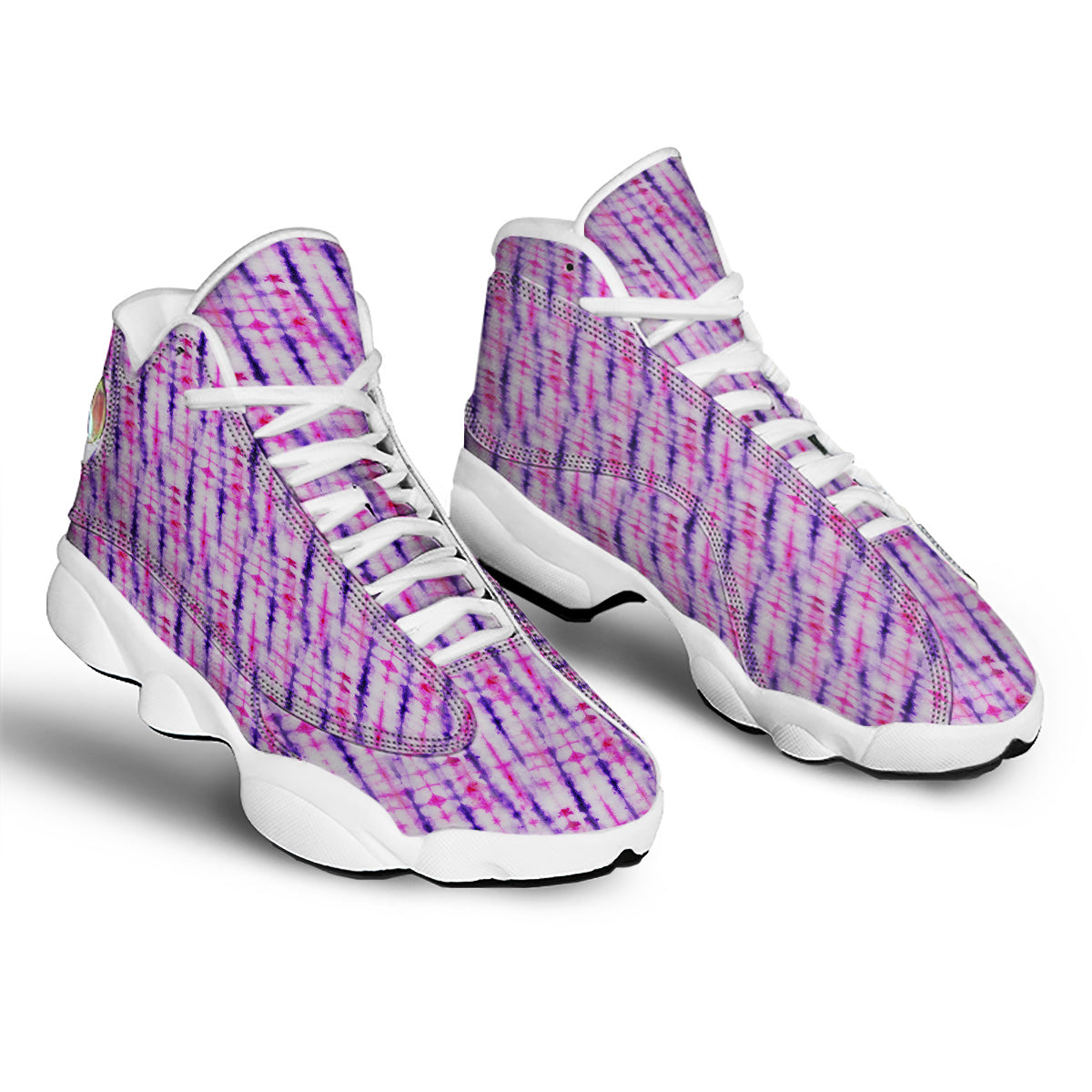 Tie Dye Purple Pink Print Pattern White Basketball Shoes-grizzshop