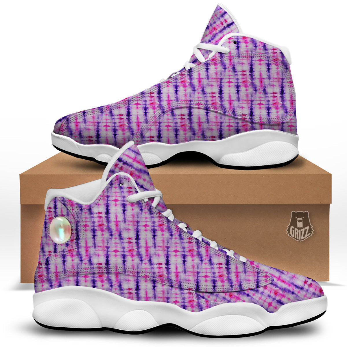 Tie Dye Purple Pink Print Pattern White Basketball Shoes-grizzshop