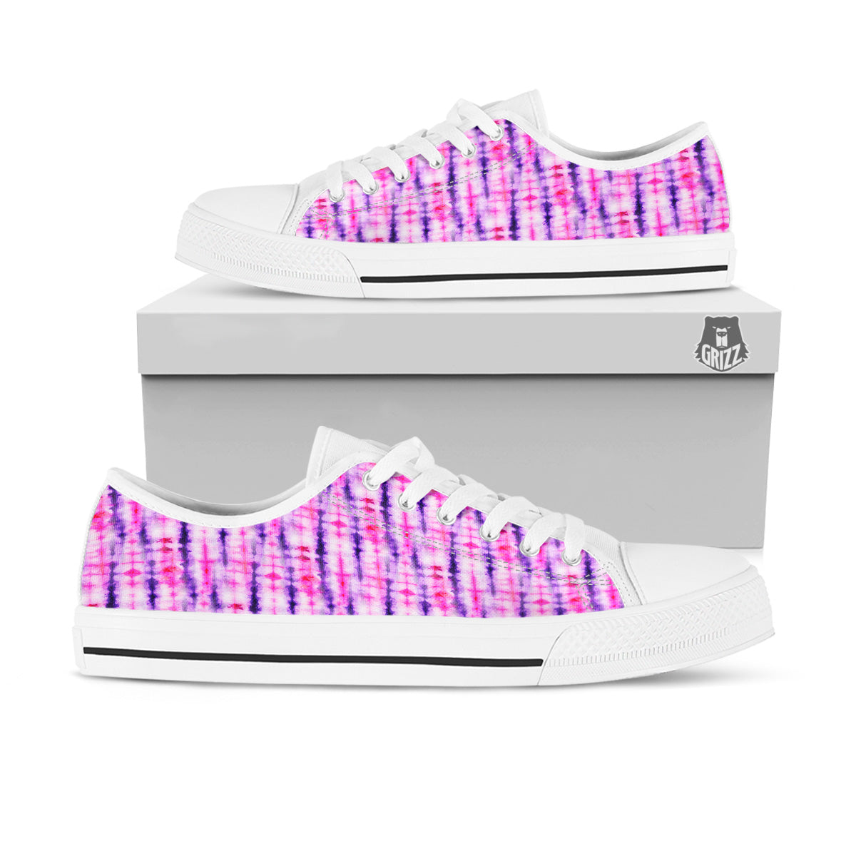 Tie Dye Purple Pink Print Pattern White Low Top Shoes-grizzshop