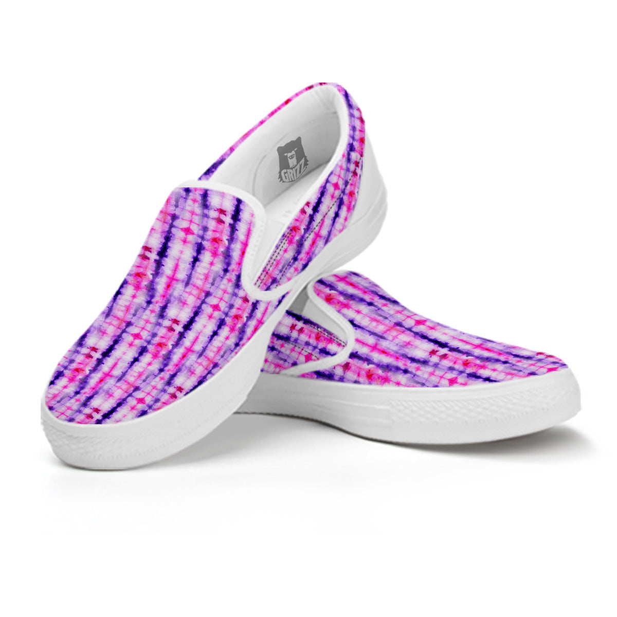 Tie Dye Purple Pink Print Pattern White Slip On Shoes-grizzshop
